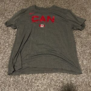 Nike Men's Canada Basketball Dark Gray Tee with Red Print